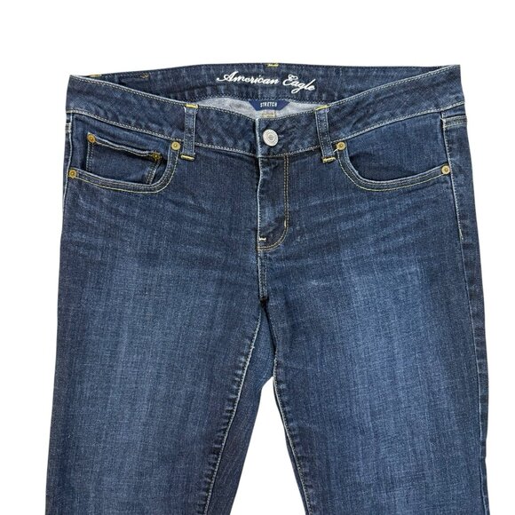 American Eagle Low Rise Straight Jeans Women's 12 Short Dark Wash - Picture 1 of 8